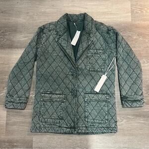 NWT Young Fabulous & Broke Walker Quilted Jacket Mineral Green Denim Coat Medium